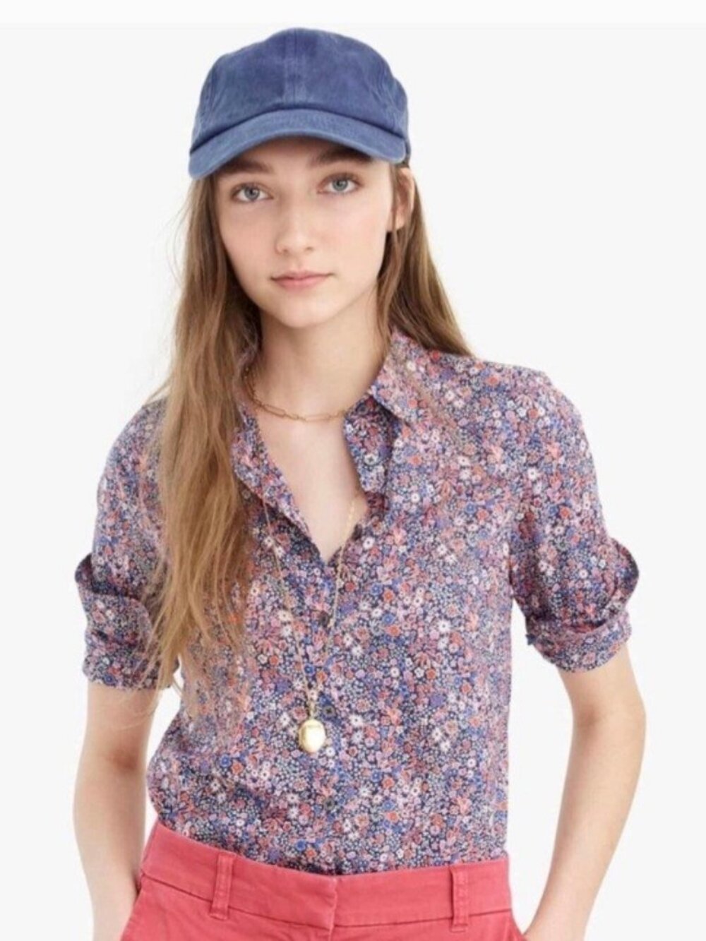 J. Crew Blouse in Kayoko Sunset Indigo Floral XS 0 2